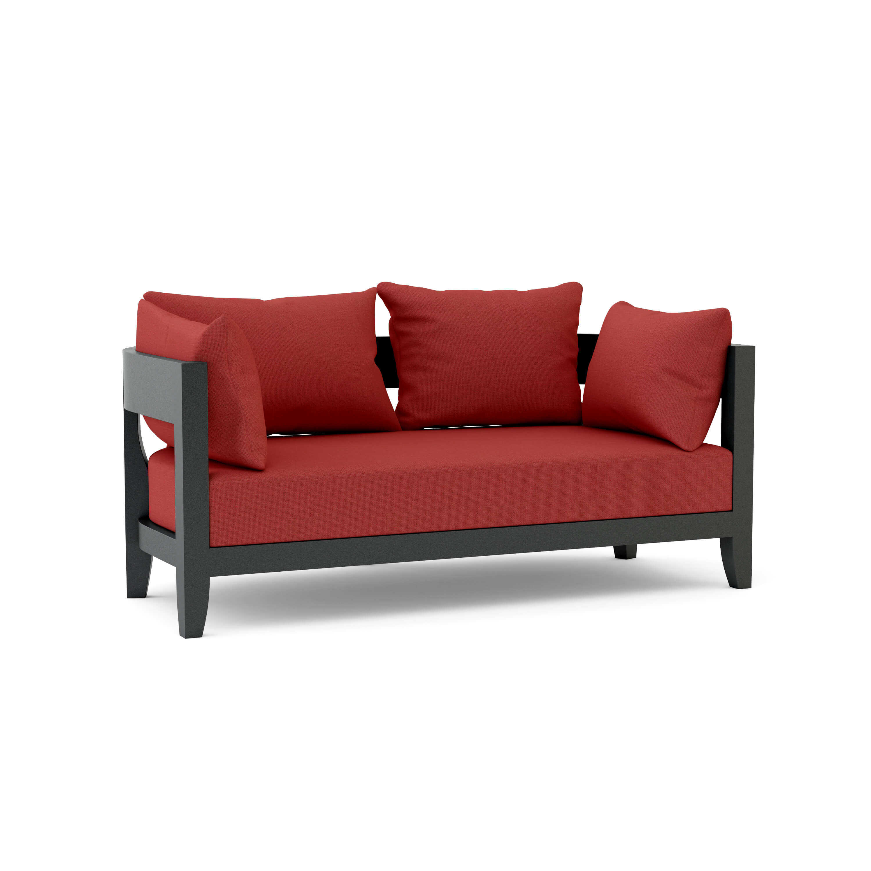 Anderson Teak Coronado Aluminum loveseat for outdoor patio, small space, in cast pomegranate color with stylish design and 9 color options