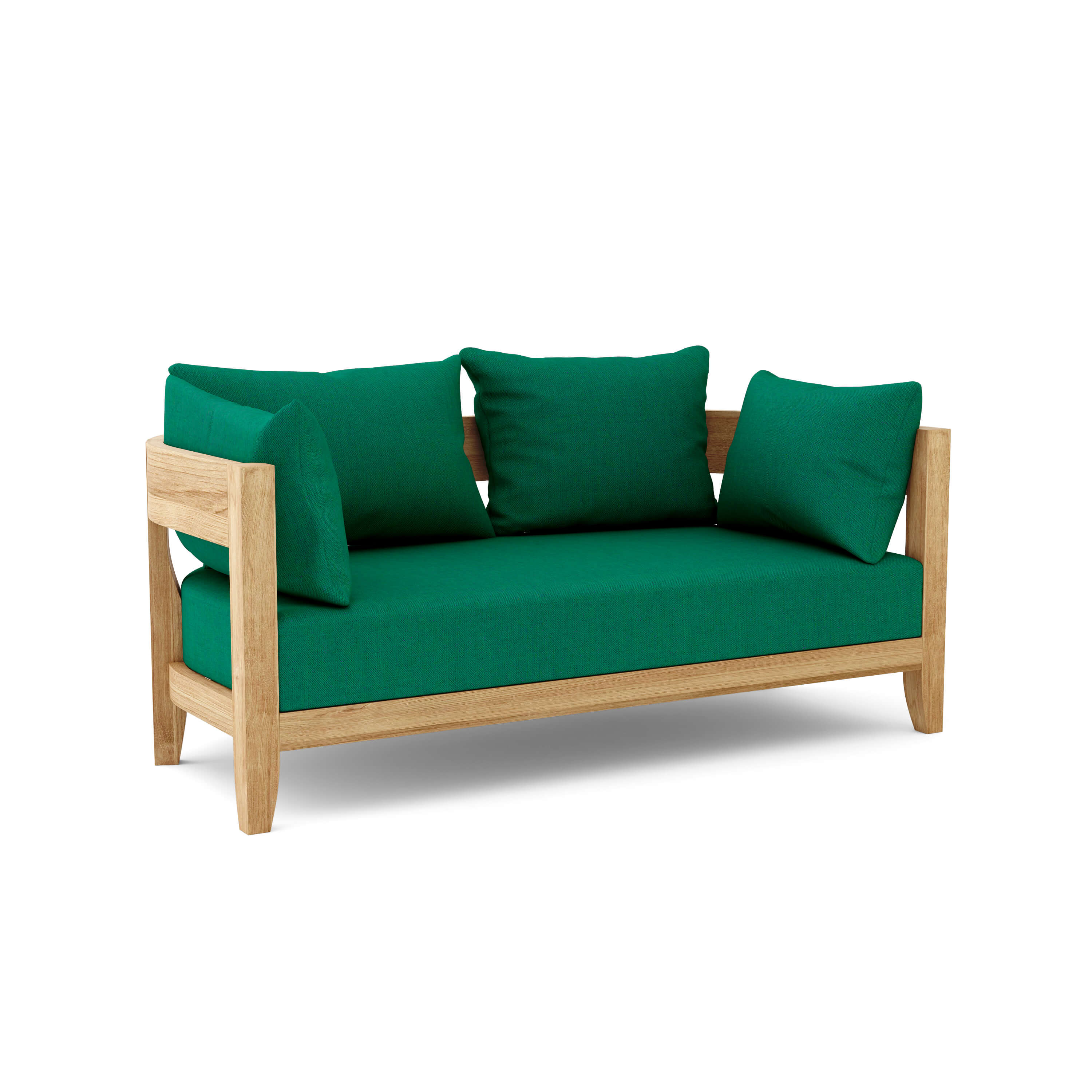 Coronado deep seating loveseat by Anderson Teak in one of nine designer colors, featuring plush cushions and stylish outdoor furniture design.