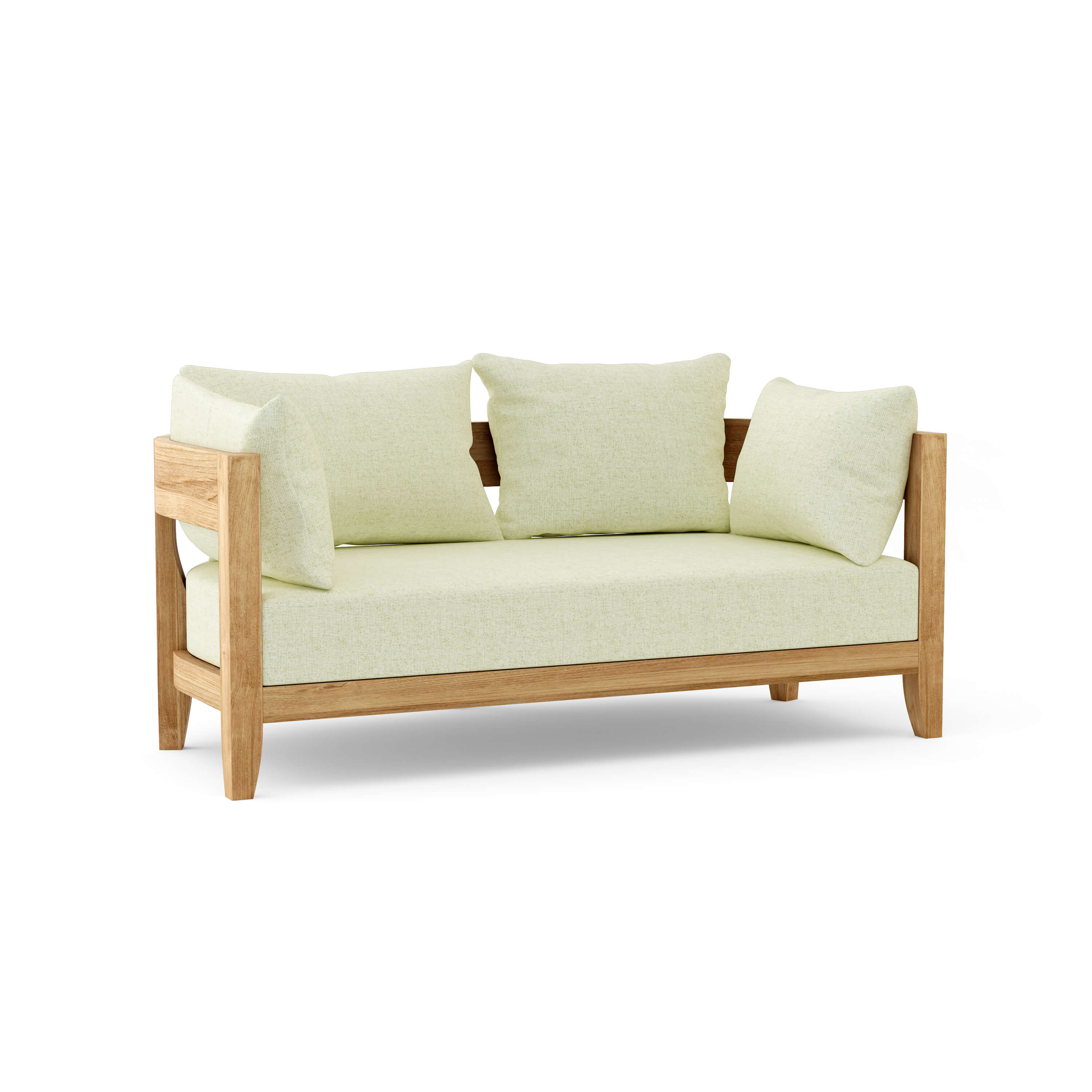 Anderson Teak Coronado deep seating loveseat in a designer color, showing plush cushions and stylish outdoor furniture design.