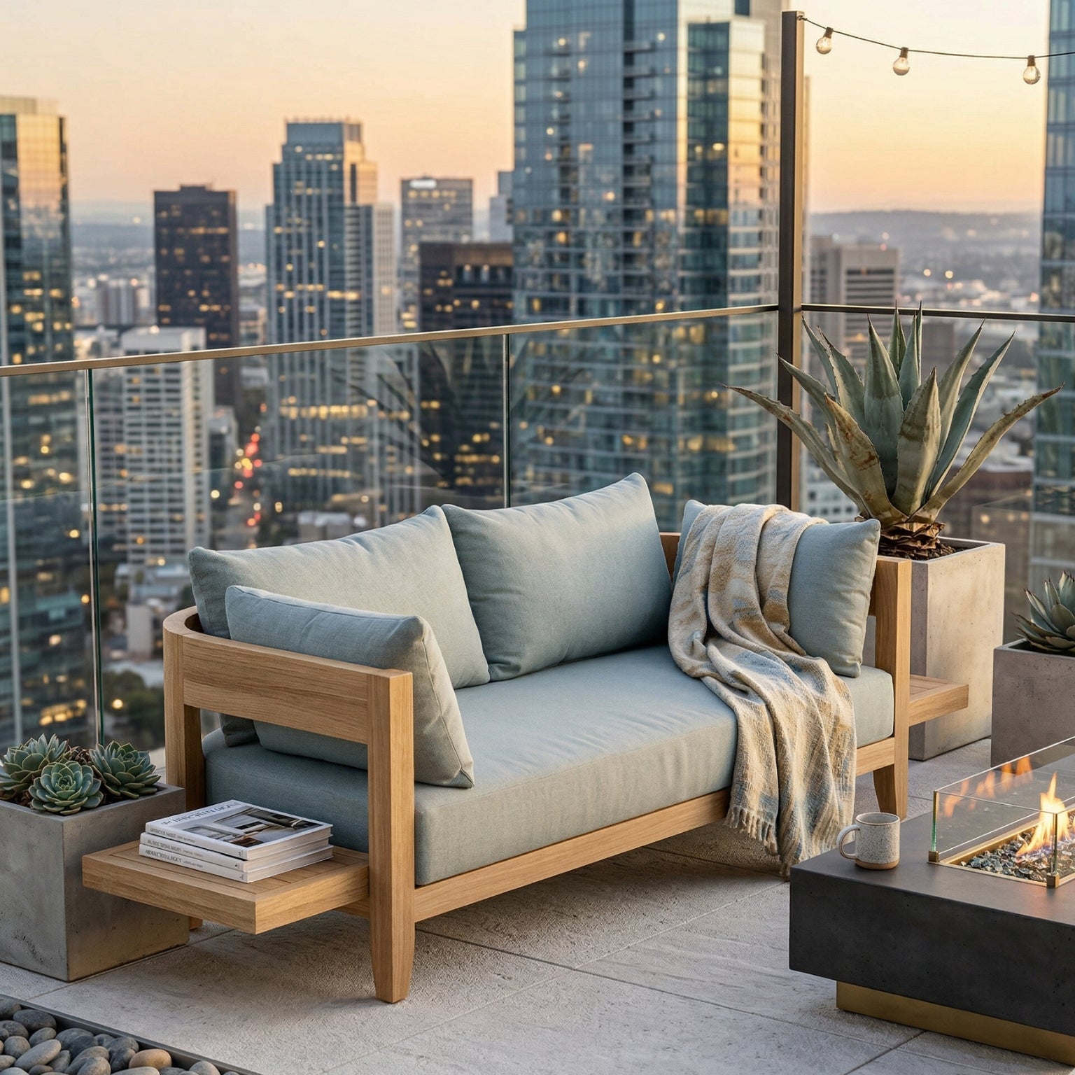 Anderson Teak Coronado Deep Sofa loveseat in cast pomegranate with modular design and nine designer colors for outdoor patios.