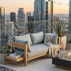 Anderson Teak Coronado Deep Sofa loveseat in cast pomegranate with modular design and nine designer colors for outdoor patios.