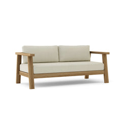 Anderson Teak Palermo deep seating loveseat with plush cushions in nine designer colors, perfect for stylish outdoor lounging.
