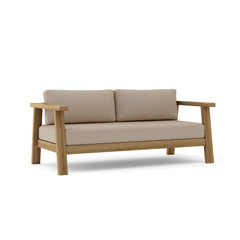 Anderson Teak Palermo deep seating loveseat with plush cushions in nine designer colors, perfect for stylish outdoor lounging.