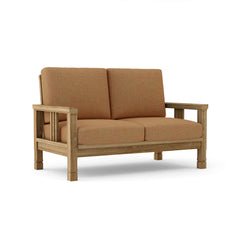 Southbay Deep Seating Teak Loveseat by Anderson Teak in cast pomegranate finish, outdoor patio furniture with stylish design.