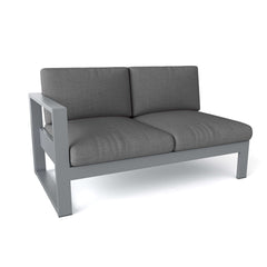 Anderson Teak Lucca right loveseat with wooden frame and plush cushions, ideal for outdoor or patio seating.
