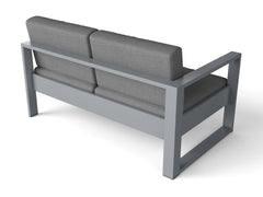 Lucca right loveseat by Anderson Teak featuring weather-resistant wood and comfortable cushions for outdoor relaxation.
