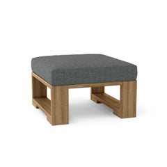 Anderson Teak Capistrano deep seating ottoman in one of nine designer colors, showing plush cushion and sturdy wooden frame.