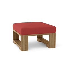 Anderson Teak Capistrano deep seating ottoman in cast pomegranate, part of luxury outdoor teak ottoman collection with 9 designer colors.