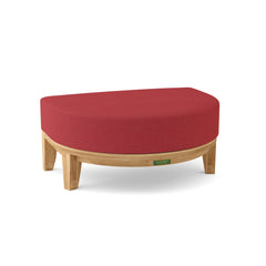 Anderson Teak Coronado Ottoman in cast pomegranate, a luxury outdoor teak footstool with a sleek design and 9 designer colors.