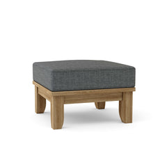 Anderson Teak Luxe Ottoman with Cushion in 9 designer colors, stylish footstool with plush cushion and wooden legs.