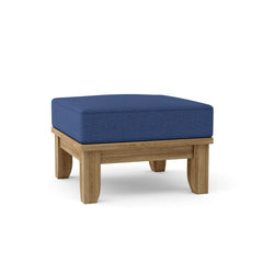 Luxurious Anderson Teak LUXE ottoman with cushion in 9 designer colors, showcasing stylish, comfortable footstool design.