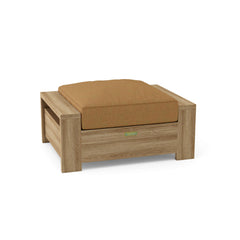 Anderson Teak Madera Ottoman outdoor teak footstool in cast pomegranate color, 9 designer color options for patio decor.