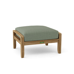 NATSEPA ottoman by Anderson Teak in 9 designer colors, showcasing a stylish wooden footstool with a cushioned top.