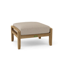 NATSEPA ottoman by Anderson Teak in 9 designer colors, showing a stylish wooden footstool with plush cushion top.