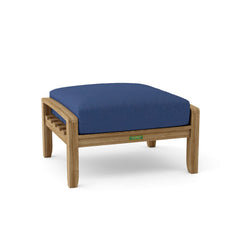 Anderson Teak NATSEPA ottoman, luxury outdoor teak footstool in cast pomegranate, available in 9 designer colors for patio use.