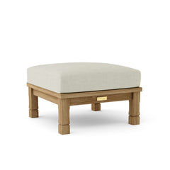 SouthBay deep seating ottoman by Anderson Teak in cast pomegranate, showcasing luxurious outdoor teak design and nine color options.