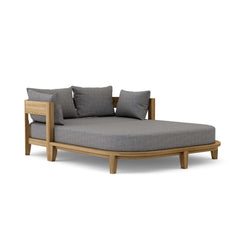Outdoor CORONADO DAYBED by Anderson Teak in 9 designer colors, featuring a stylish teak frame and comfortable cushions for relaxing outdoor spaces.