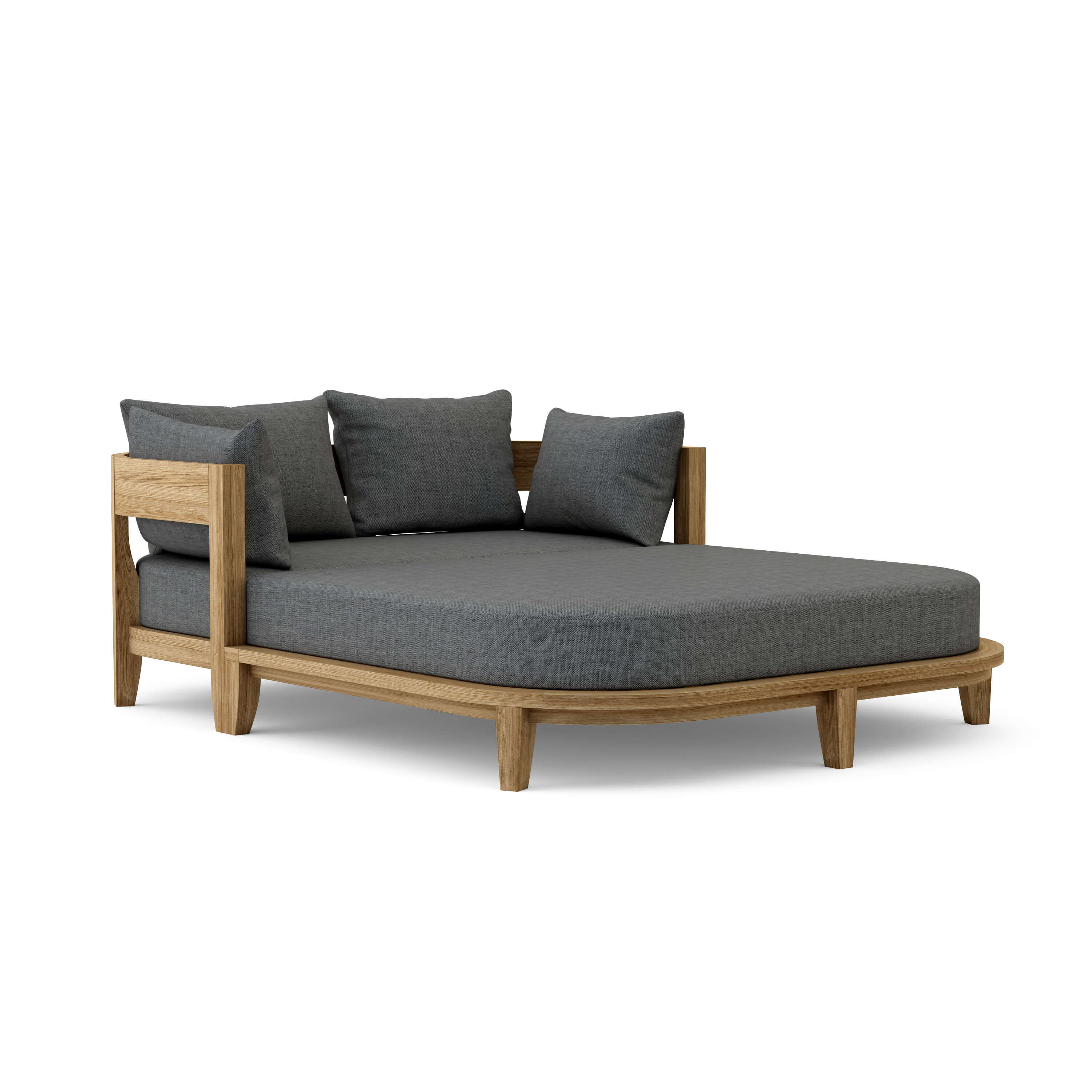 Outdoor Coranado Daybed by Anderson Teak in 9 designer colors, featuring a stylish, comfortable teak outdoor lounge for relaxing outdoors.