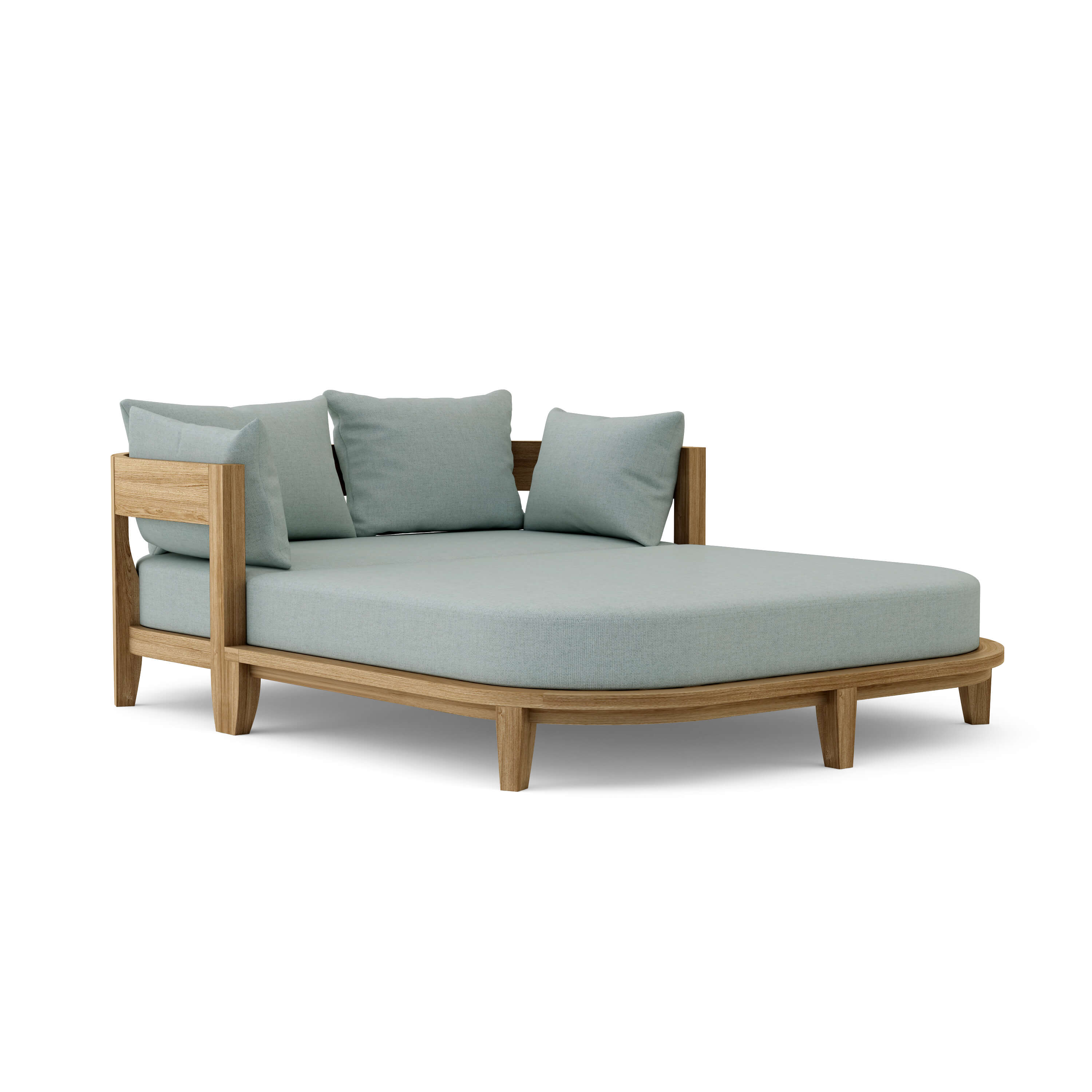 Outdoor CORONADO DAYBED by Anderson Teak in one of nine designer colors, featuring a stylish, comfortable teak outdoor furniture piece.