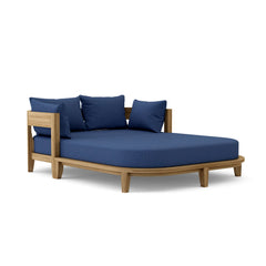 Anderson Teak Coronado outdoor patio daybed in cast pomegranate color with plush cushions for garden lounging.