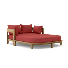 Anderson Teak Coronado outdoor patio daybed in cast pomegranate, featuring a stylish design and available in 9 designer colors.