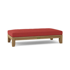 Anderson Teak Riviera 60-inch outdoor daybed in cast pomegranate, featuring A-grade teak and available in nine designer colors.