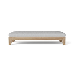 Anderson Teak 72-inch outdoor daybed with A-grade teak wood, shown in cast pomegranate color, ideal for garden lounge spaces.