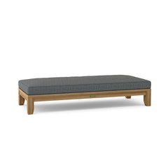 Outdoor Anderson Teak 72-inch Luxe Daybed with A-grade teak wood in cast pomegranate Riviera color, stylish garden lounge furniture.