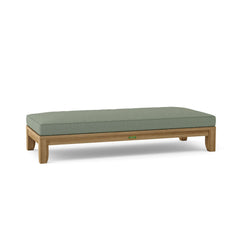 Anderson Teak Luxe 72" outdoor daybed with A-grade teak wood, in cast pomegranate color, designed for garden lounging.
