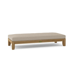 Anderson Teak Luxe 72-inch outdoor daybed in cast pomegranate color with teak wood frame and plush cushions for garden lounging.