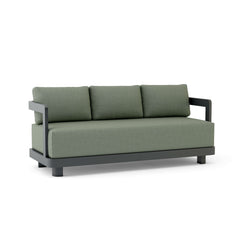 Outdoor Granada Aluminum Sofa by Anderson Teak in 9 designer colors, featuring sleek aluminum frame and comfortable cushions.