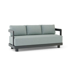 Outdoor Granada Aluminum Sofa by Anderson Teak in 9 designer colors, featuring sleek aluminum frame and comfortable cushions.
