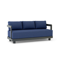 Outdoor Granada Aluminum Sofa by Anderson Teak in 9 designer colors, featuring sleek aluminum frame and comfortable cushions.
