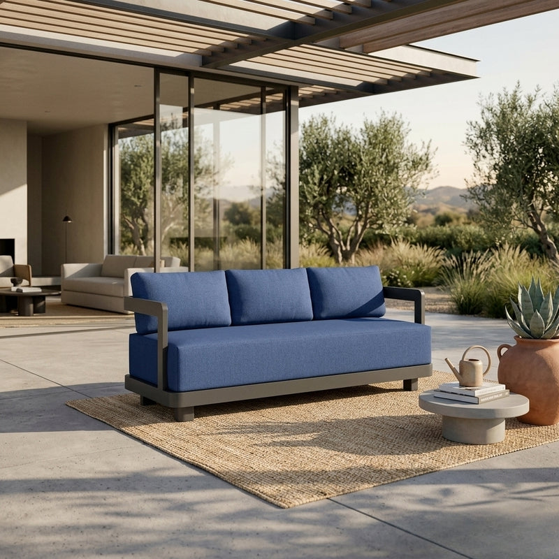 Granada aluminum outdoor sofa by Anderson Teak in 9 designer colors, featuring modern design and comfortable seating.