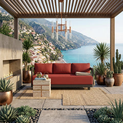 Anderson Teak Granada Aluminum outdoor patio 3-seater sofa with navy canvas cushion, available in 9 designer colors for garden lounge.