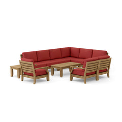 Anderson Teak Riviera Teak Wood Outdoor Sofa set with deep seating, garden lounge, in canvas fabric, showcasing a stylish sectional design.
