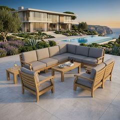 Anderson Teak Riviera Teak Wood Outdoor Sofa Set with deep seating, garden lounge, in 9 designer colors for patio relaxation.