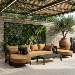 Anderson Teak 6-piece Coronado aluminum outdoor sofa set in cast charcoal for garden lounge with deep seating and stylish design.