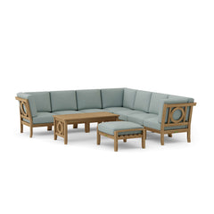 Anderson Teak NATSEPA modular teak wood outdoor sofa set with cushion seating and multiple color options for garden lounge furniture.