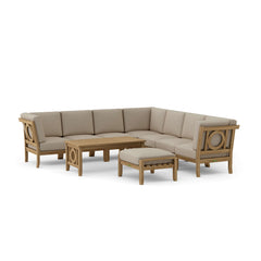 Anderson Teak NATSEPA modular teak wood outdoor sofa set with grey cushions, garden lounge, 9 designer colors, outdoor patio seating