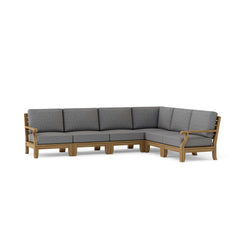 Anderson Teak Riviera teak wood outdoor sofa set with deep seating, in cast mist color, part of the 9-color designer patio collection.