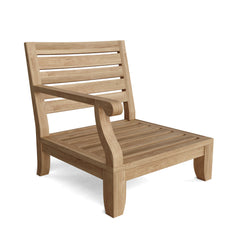 Anderson Teak Riviera Teak Wood outdoor sectional sofa set in cast mist with nine designer colors, perfect for garden lounge.