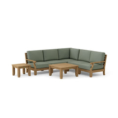 Anderson Teak Riviera teak wood outdoor sofa set with deep seating, designed for garden lounge, available in nine designer colors.