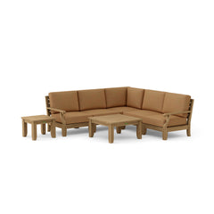 Anderson Teak Riviera Teak Wood Outdoor Sofa Set with deep seating, designed for garden lounge, in a stylish mist color.