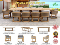 Outdoor sofa from the 11-piece Catania dining set by Anderson Teak in designer colors, featuring stylish, weather-resistant outdoor furniture.