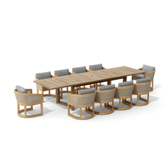 Outdoor sofa from the 11-piece Catania dining set by Anderson Teak in one of nine designer colors, perfect for outdoor dining.