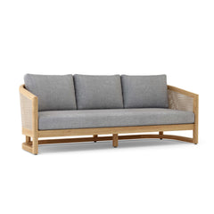Anderson Teak Catania outdoor sofa set with deep seating in pomegranate color, part of 4-piece teak wood patio furniture.