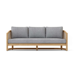 Anderson Teak Catania outdoor teak wood sofa set with deep seating, in pomegranate color, part of a 4-piece garden lounge set.