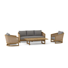 Anderson Teak Catania outdoor sofa set with deep seating in pomegranate, part of the 4-piece teak wood patio furniture collection.