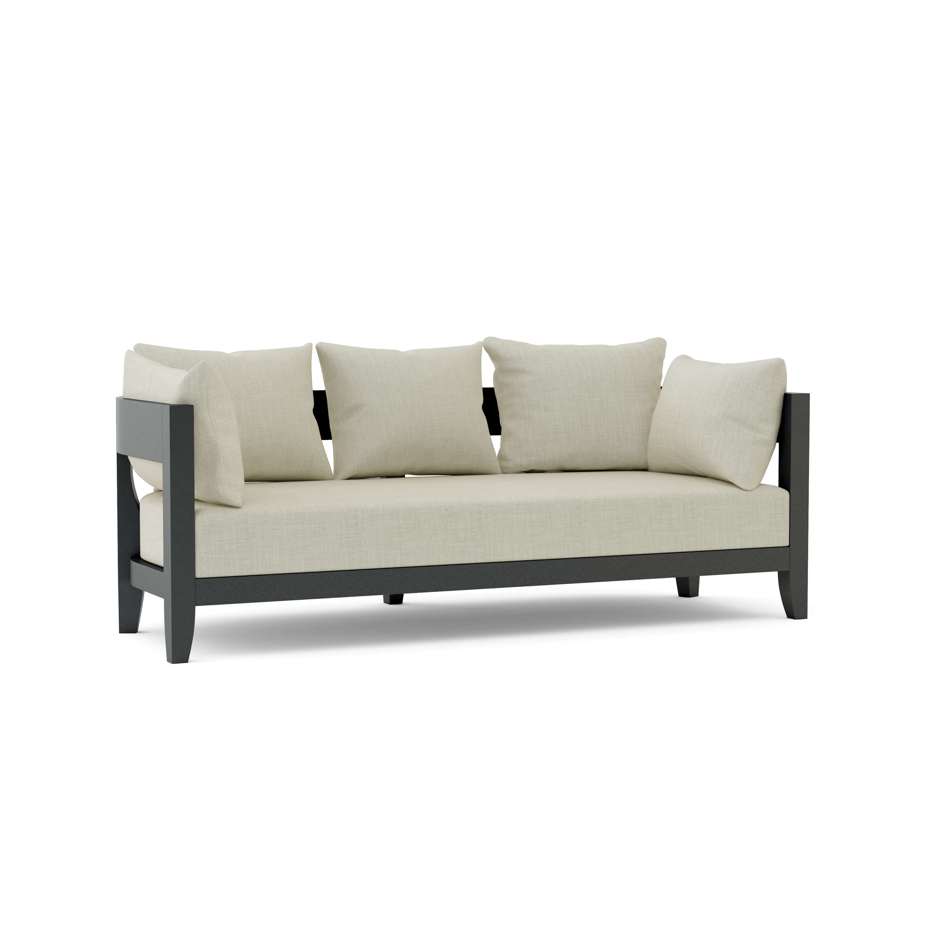 Coronado Aluminum Outdoor Sofa by Anderson Teak in one of nine designer colors, featuring sleek aluminum frame and outdoor-ready cushions.